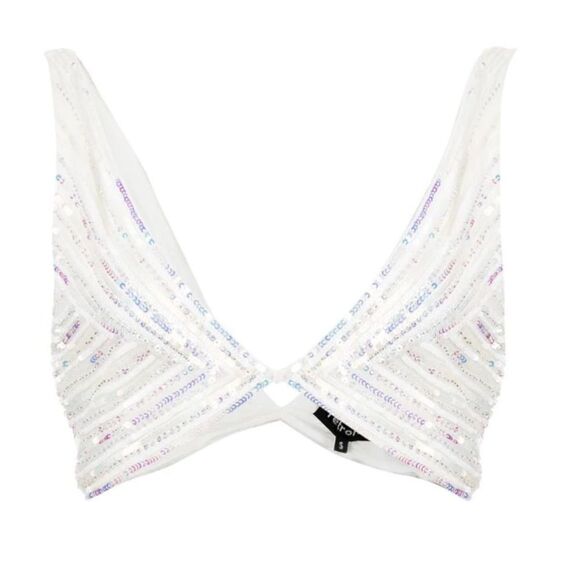 NWT Retrofete Magda Sequins Top Small White Revolve - Picture 10 of 12